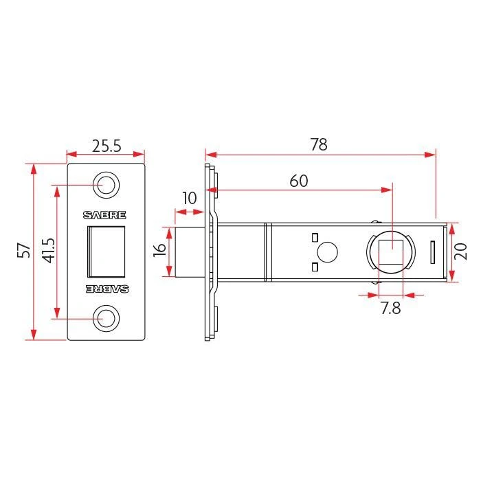 SABRE TUBULAR LATCH 60MM Latches 2 SABRE TUBULAR LATCH 60MM Latches