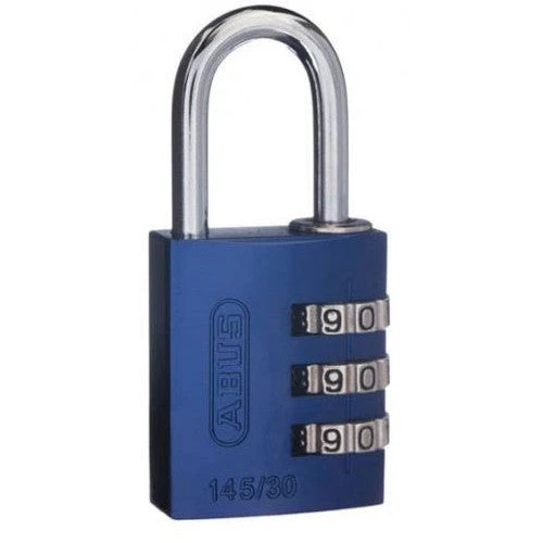 ABUS 3-WHEEL 30MM COMBINATION ALUMINIUM PADLOCK 145/30 VARIOUS COLOURS 1 ABUS 3-WHEEL 30MM COMBINATION ALUMINIUM PADLOCK 145/30 VARIOUS COLOURS
