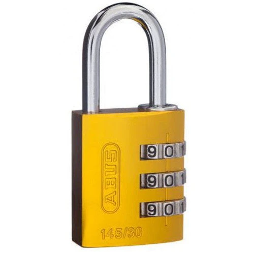 ABUS 3-WHEEL 30MM COMBINATION ALUMINIUM PADLOCK 145/30 VARIOUS COLOURS 7 ABUS 3-WHEEL 30MM COMBINATION ALUMINIUM PADLOCK 145/30 VARIOUS COLOURS