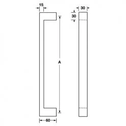 HAFELE PULL HANDLE SET - SQUARE STRAIGHT 30MM X 15MM Pull Handles