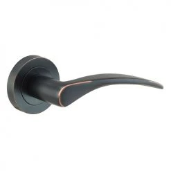IVER DOOR LEVER OXFORD ROUND ROSE BACKPLATE