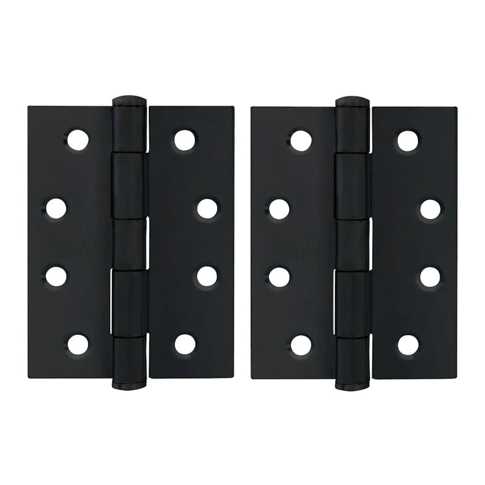 TRIO MATT BLACK BUTT HINGE FIXED PIN (PAIR) 100MM X 75MM X 2.5MM Hinges & Magnets 1 TRIO MATT BLACK BUTT HINGE FIXED PIN (PAIR) 100MM X 75MM X 2.5MM Hinges & Magnets
