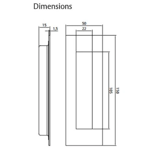 LOCKWOOD FP2 FLUSH PULL 150MM X 50MM 3 LOCKWOOD FP2 FLUSH PULL 150MM X 50MM